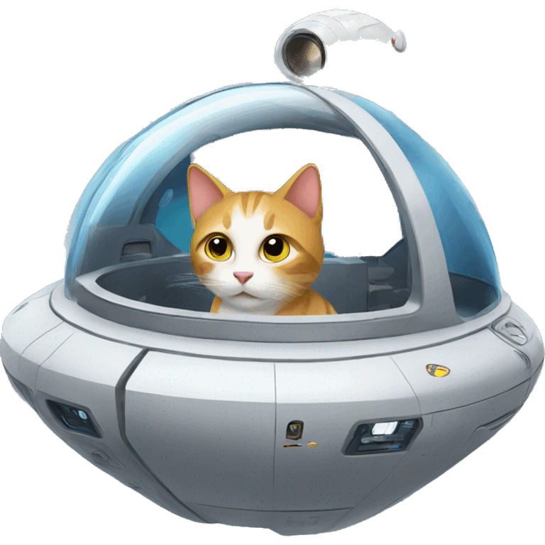 Cat inside a spaceship moving emoji