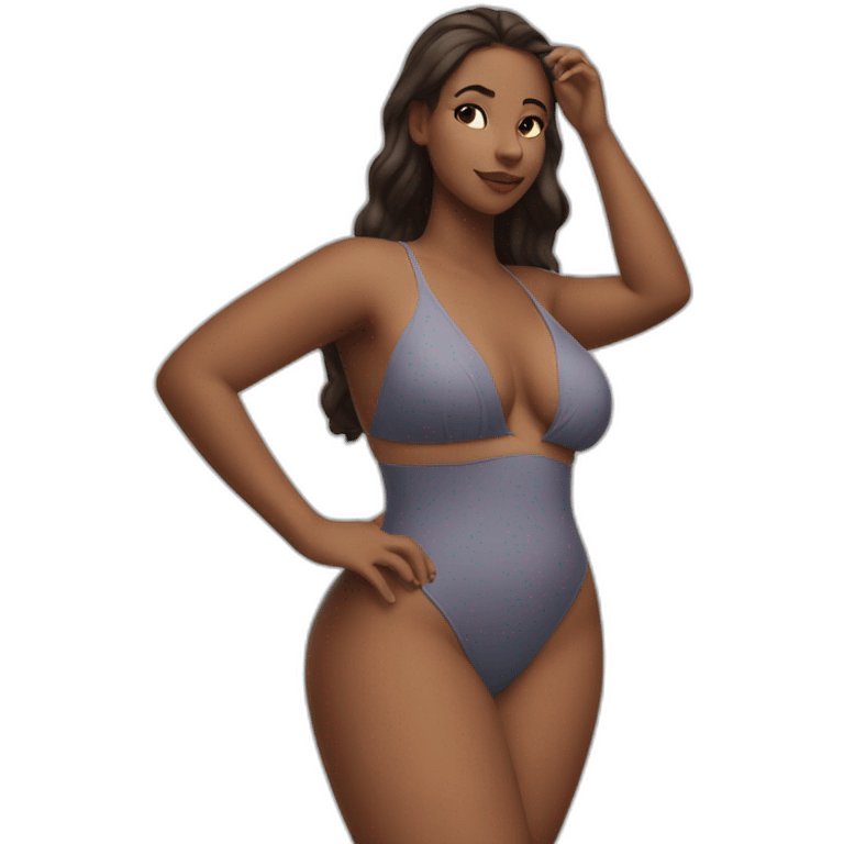 Slim-Thicc caucasian woman swimsuit posing emoji