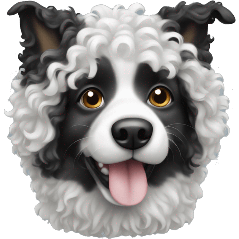 Black and white curly haired dog emoji