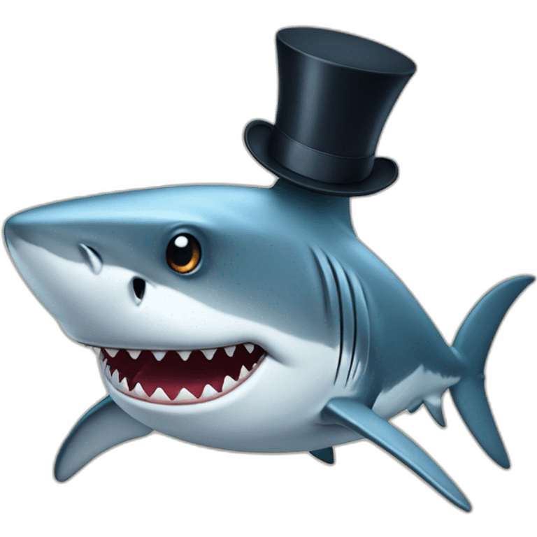 Shark with a top hat emoji