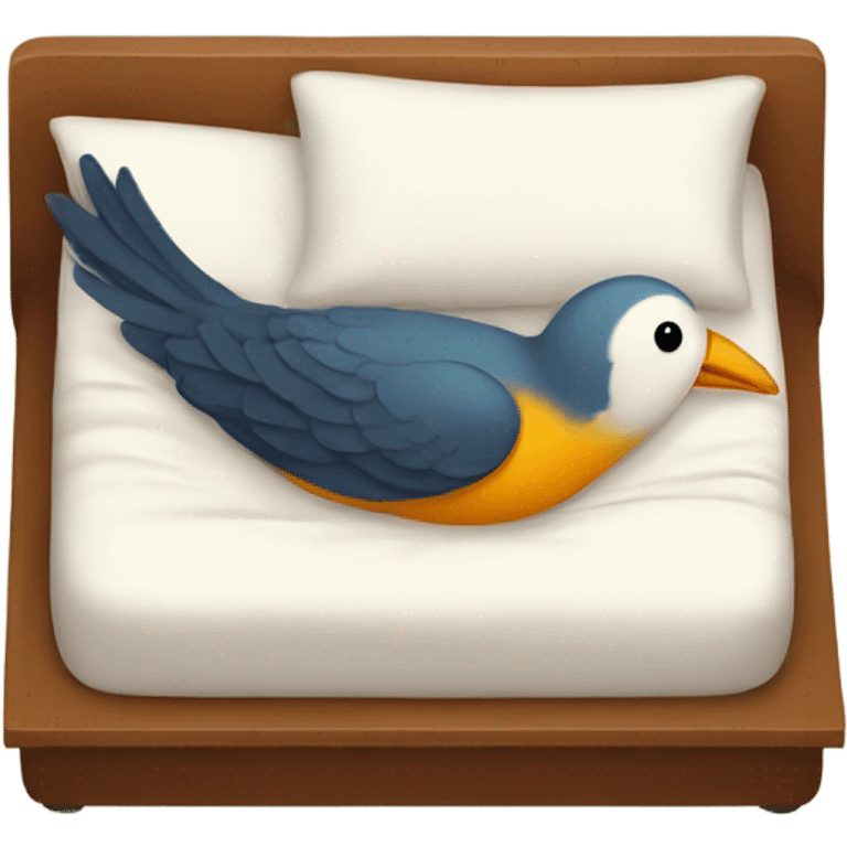 Bird sleeping in comfortable bed emoji