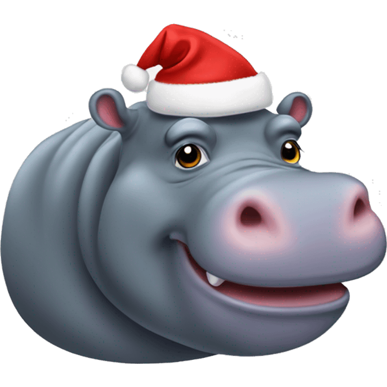 Hippo wearing Santa hat emoji