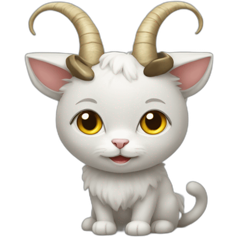 cute cat with goat horns coin emoji