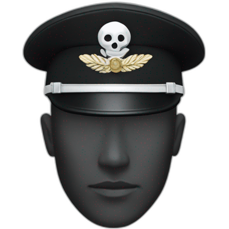 realistic-black-officer-hat-with-small-white-skull-symbol emoji