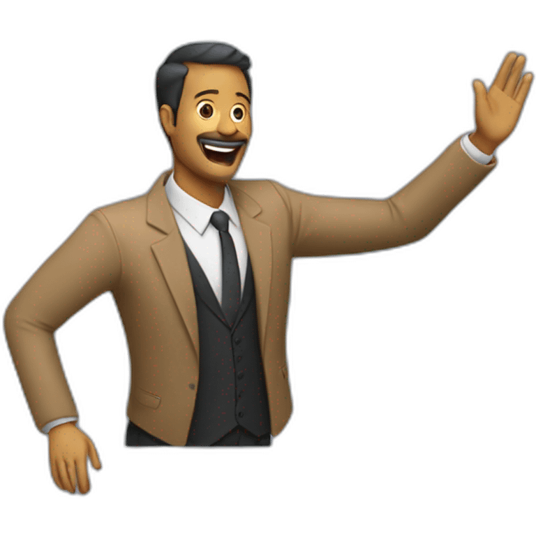 person celebrating a preacher by putting there arm in the air with and their head back emoji