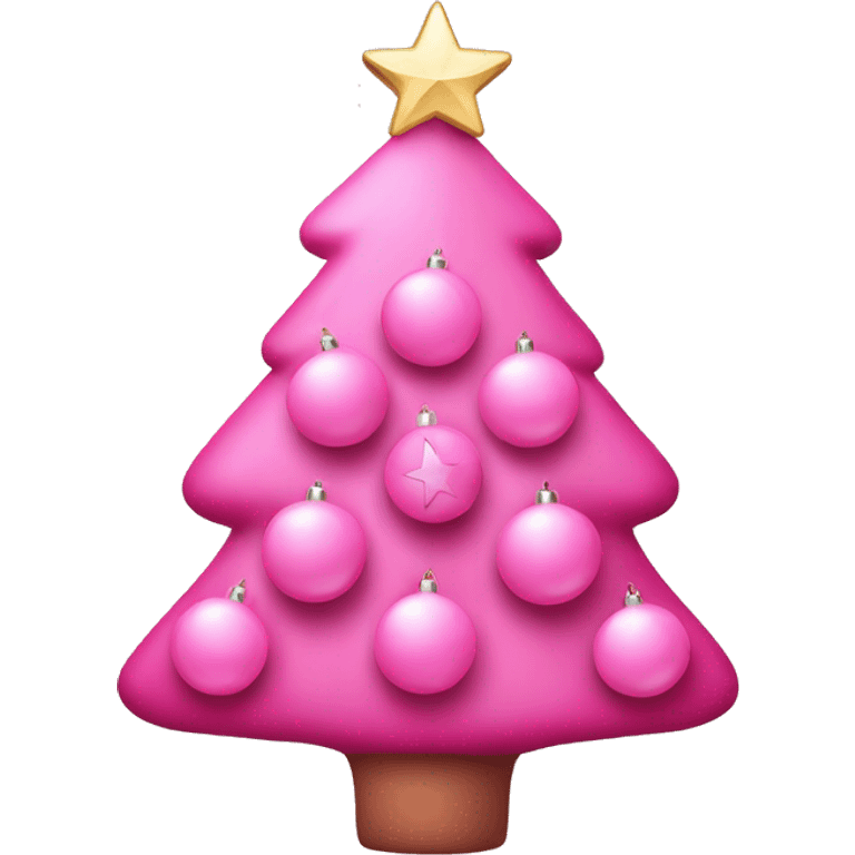 christmas tree with all pink ornaments and a star on top emoji