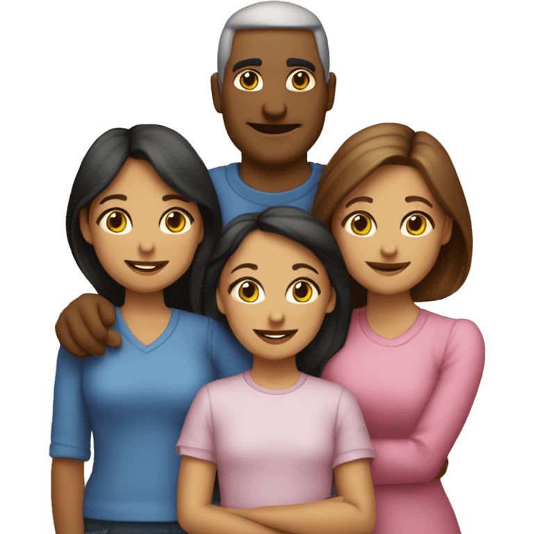 Familia 2 niñas y papá y mamá  emoji