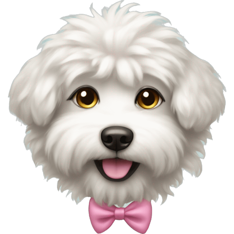 white fluffy dog with pink bow emoji