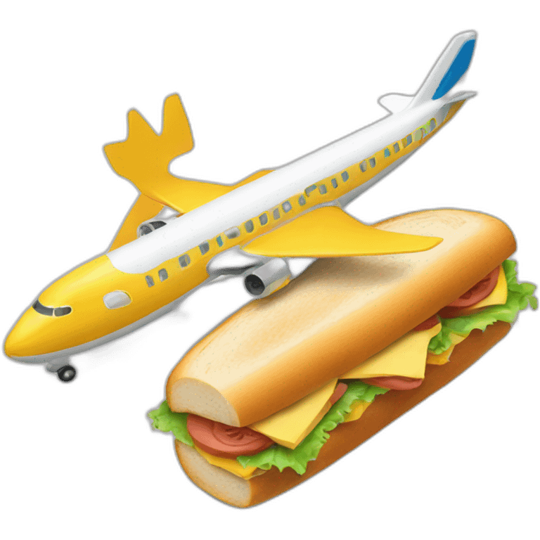 a plane is eating a sandwich emoji