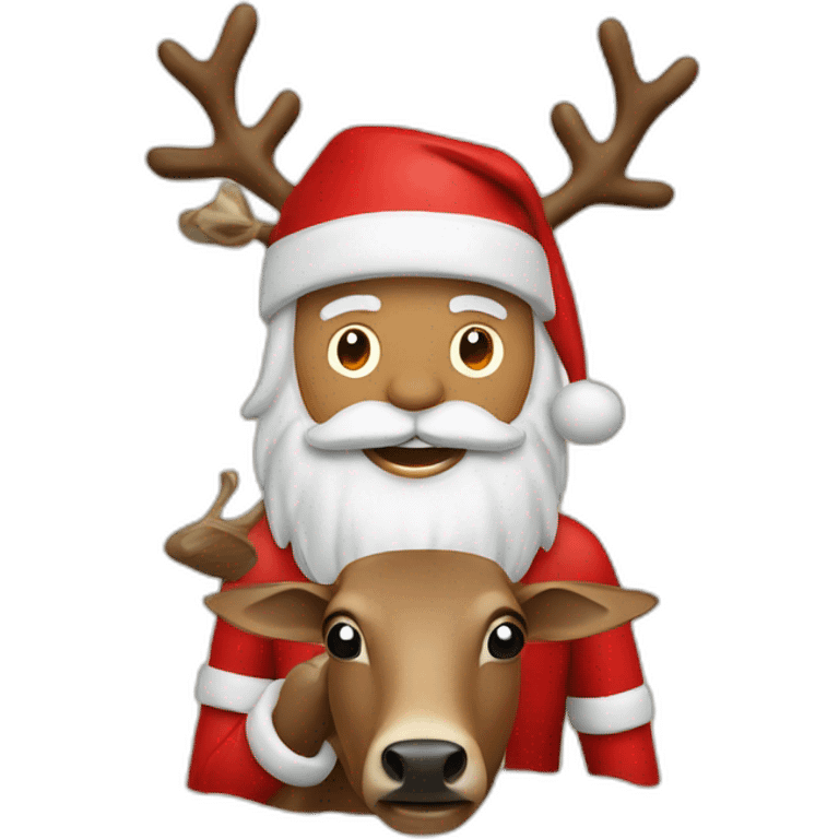 Santa with reindeer on the beach emoji