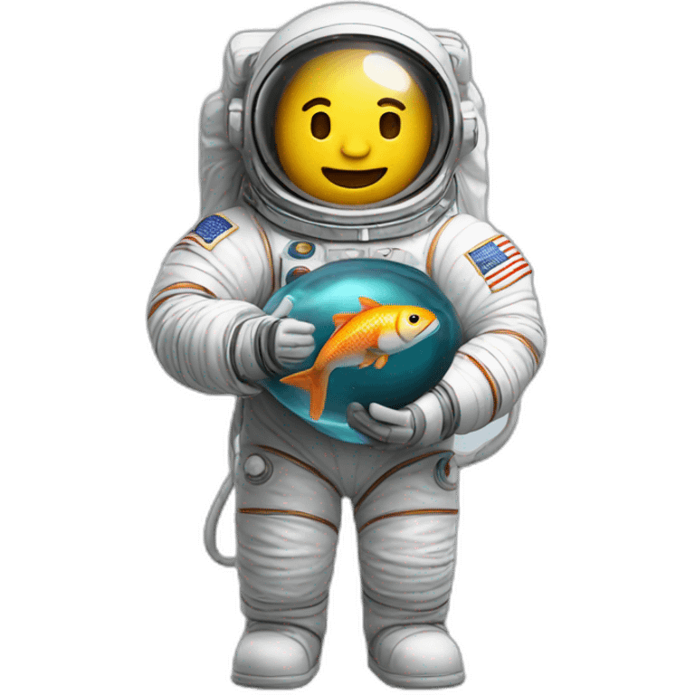 Astronaut holding fish bloon emoji