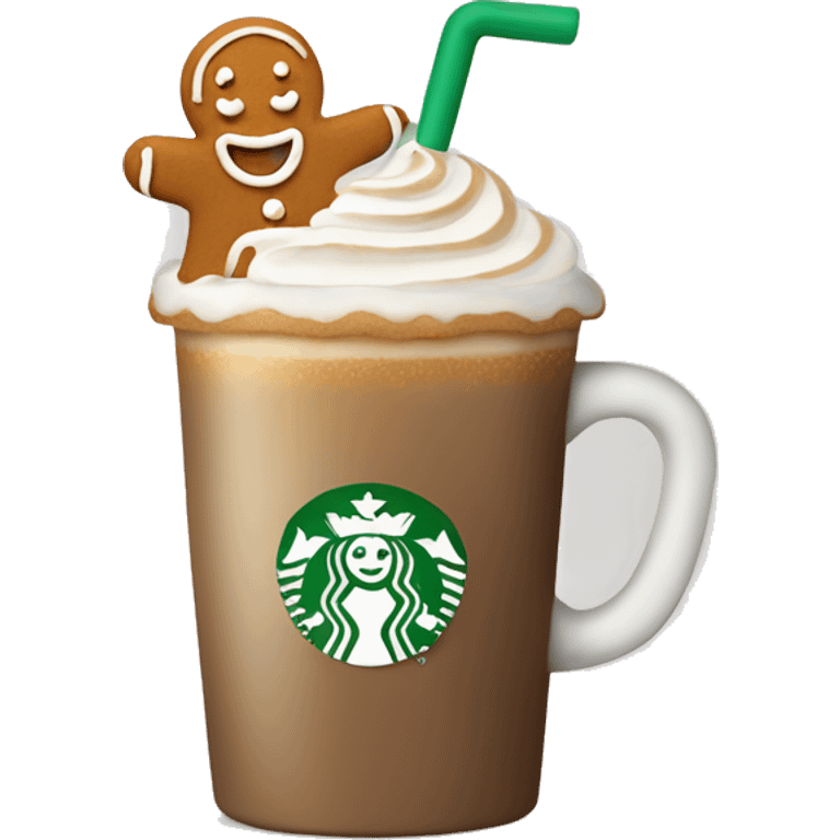 Starbucks gingerbread Latte with a Little gingerbread on The cup emoji