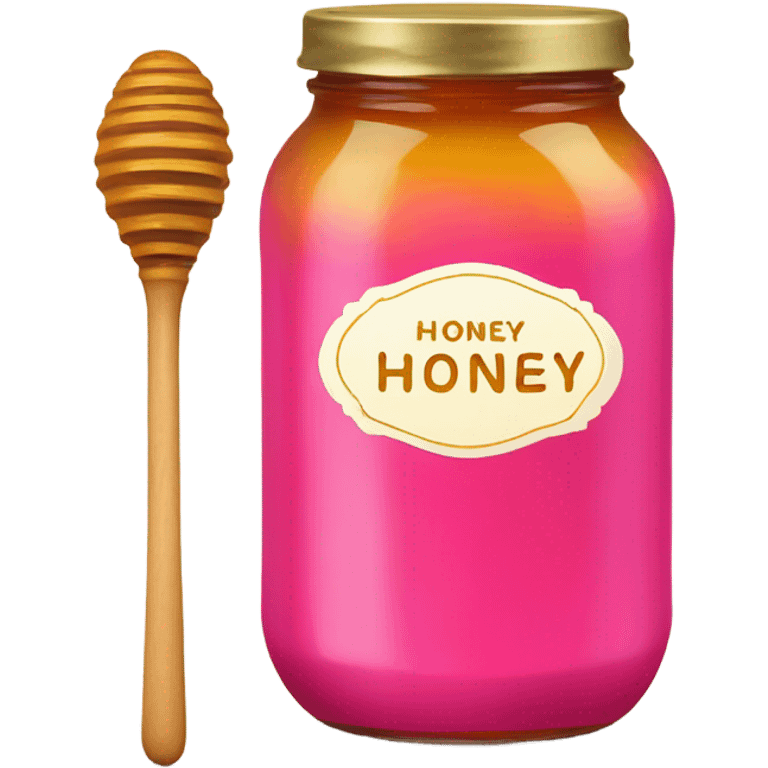 Hot pink jar of honey with wand and label emoji