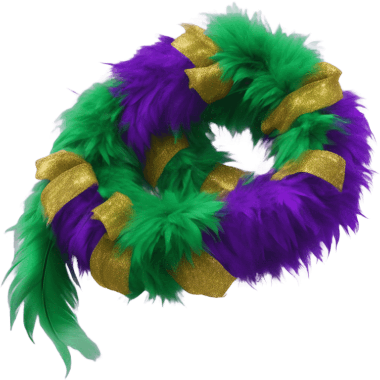 Realistic isolated mardi gras color feather boa. emoji