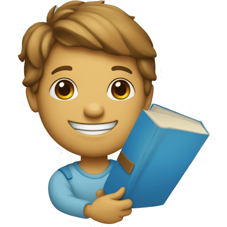  Blue letter "T" with a smile, holding books emoji