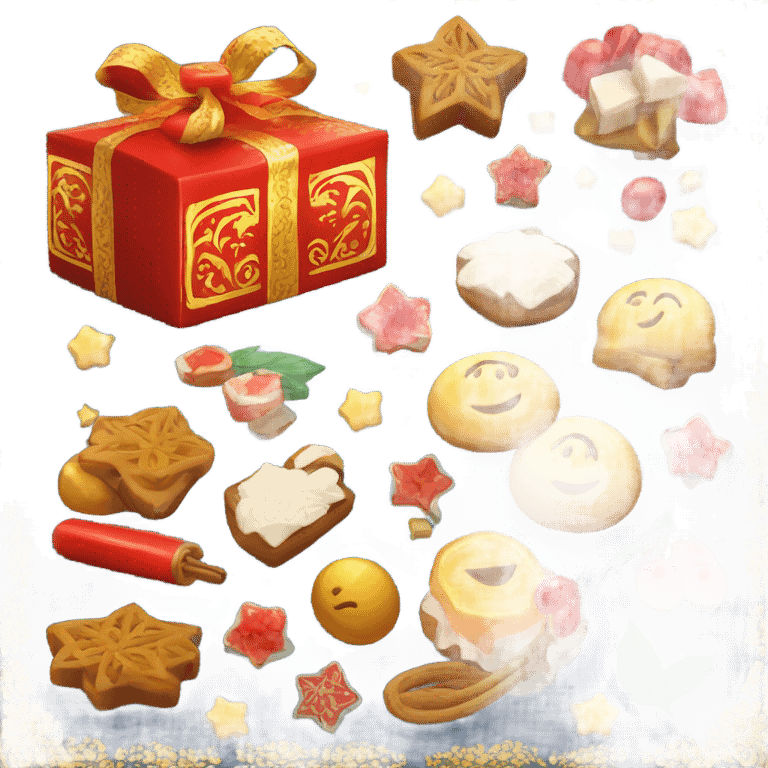 Traditional russian new year sweet gift box for kids emoji