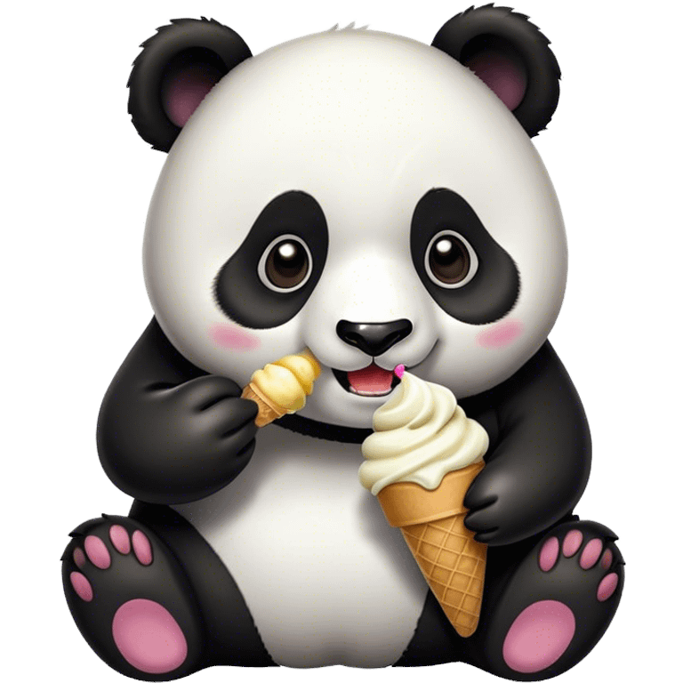 Panda eating ice cream emoji