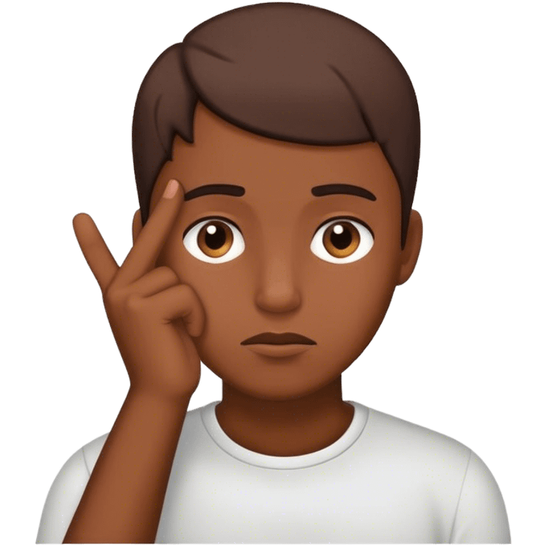 Person thinking putting he’s finger to his head emoji