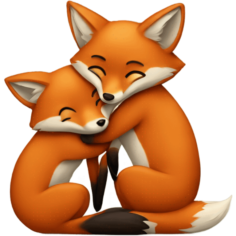 Two fox hugging emoji