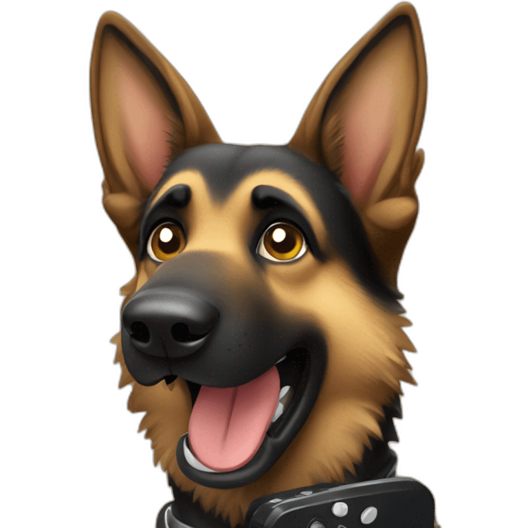 German shepherd talking on phone emoji