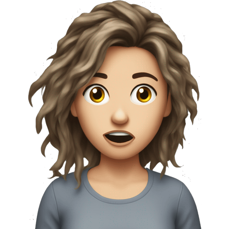 katie bell messy hair and shock emoji