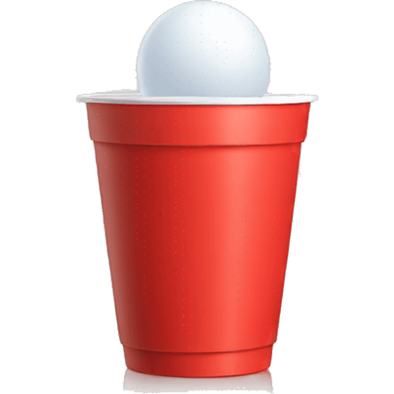 red plastic cup with a white small ball falling in emoji