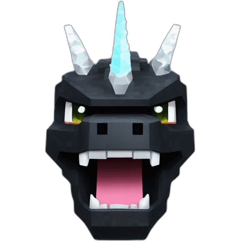 Minecraft Black Godzilla Head With Diamond Unicorn Horn and Lazer Eyes emoji