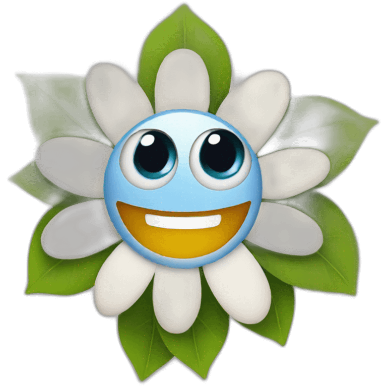 flower with eye and smile emoji