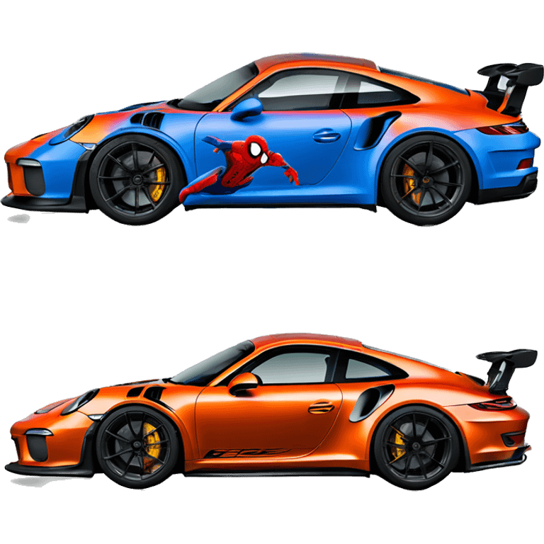 Porsche 911 GT3RS blue with Spider-Man  emoji