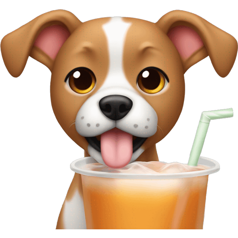 Dog drinking boba tea emoji