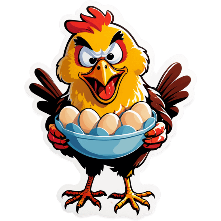 Mad chicken with eggs emoji