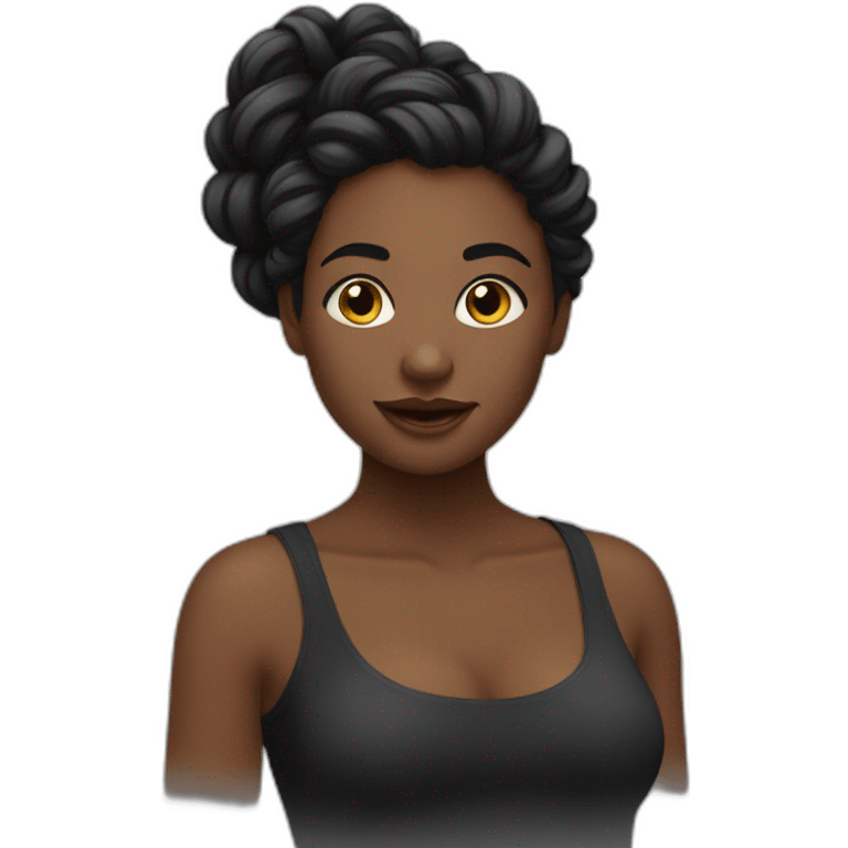 Fille noir avec des tresses longues emoji