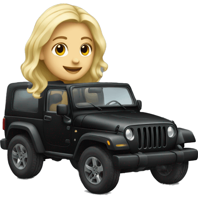 blonde girl driving black jeep emoji