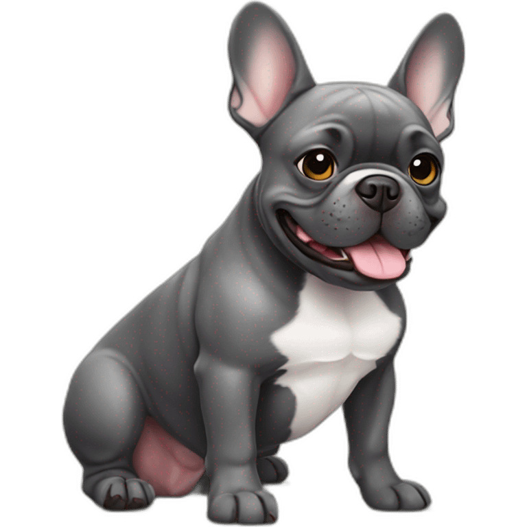 smiling dark grey french bulldog emoji