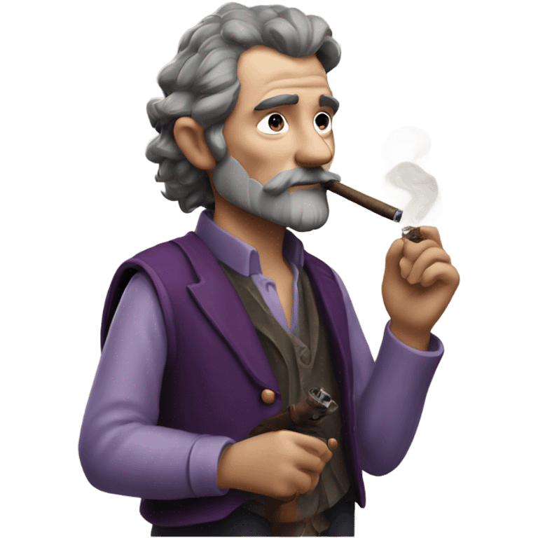 hobbit smoking his pipe purple vest emoji