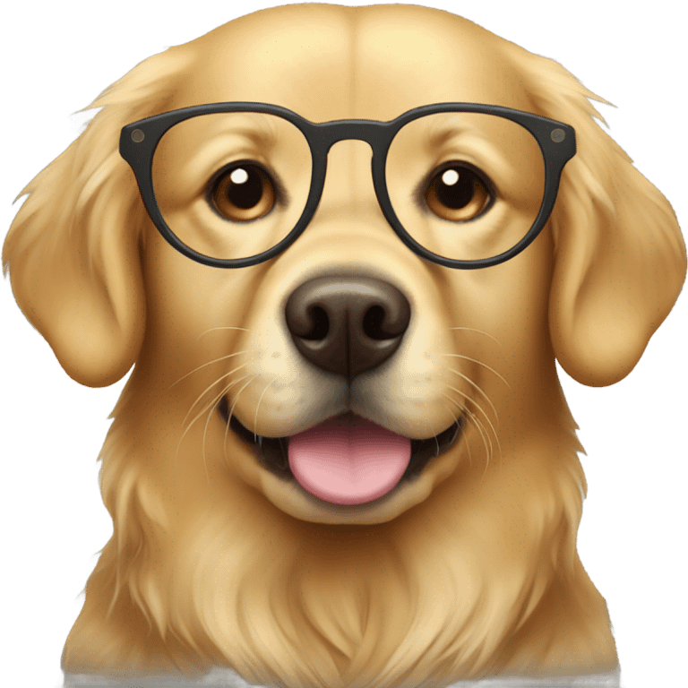 golden retriever wearing glasses emoji