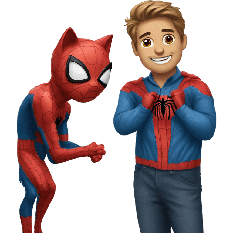  spider man and cat emoji