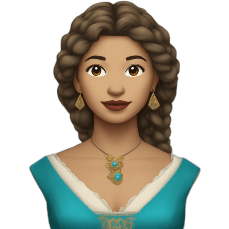 Zendaya as a woman from 15th century, cyan gown emoji