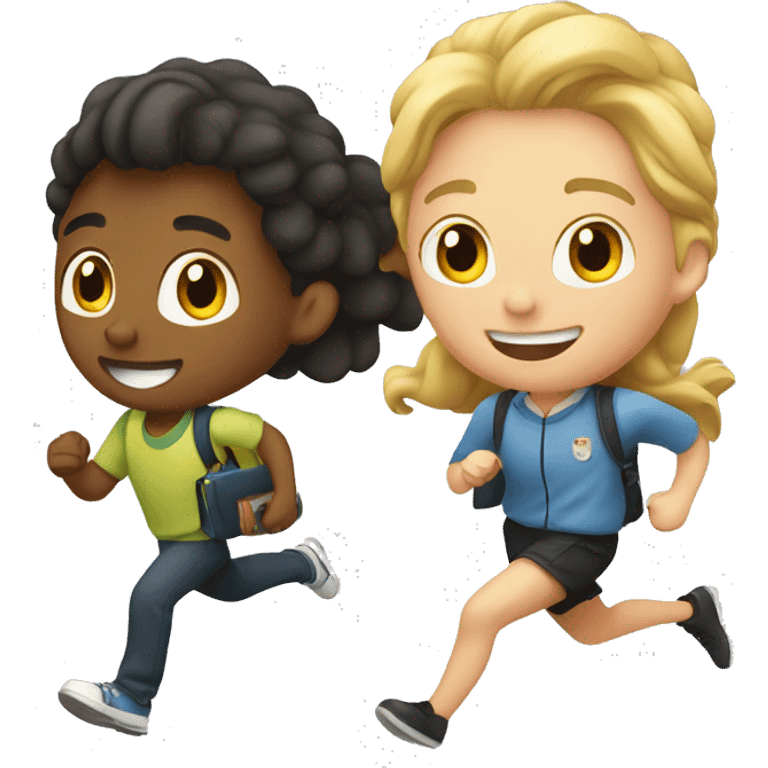 A student and a classmate running at school emoji