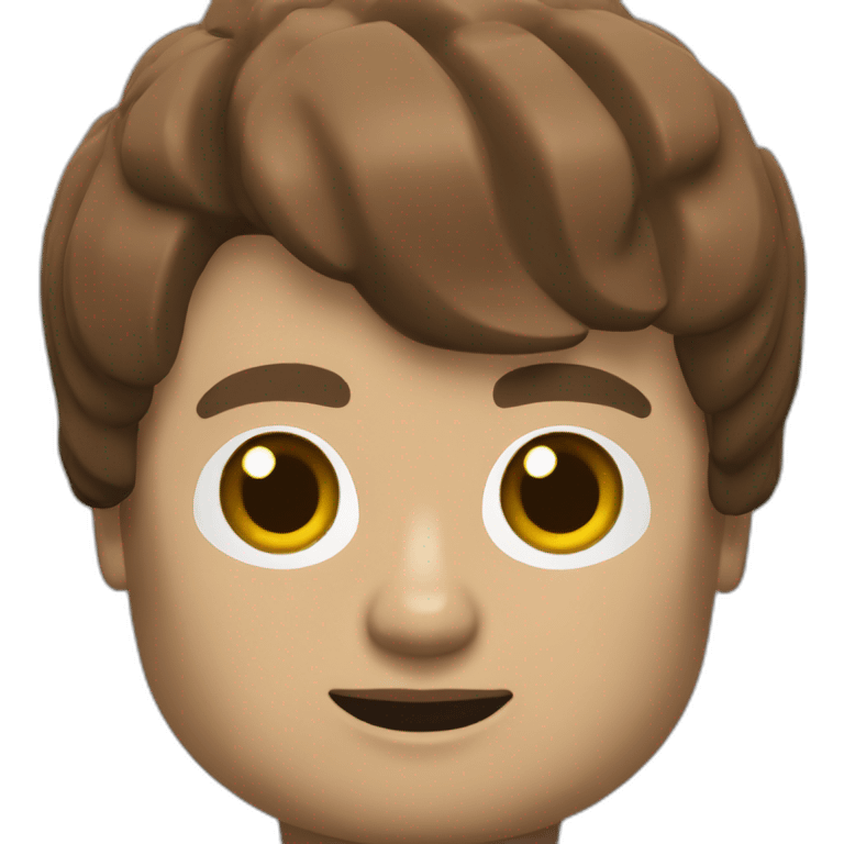 brunette short hair brown eyes lego man emoji