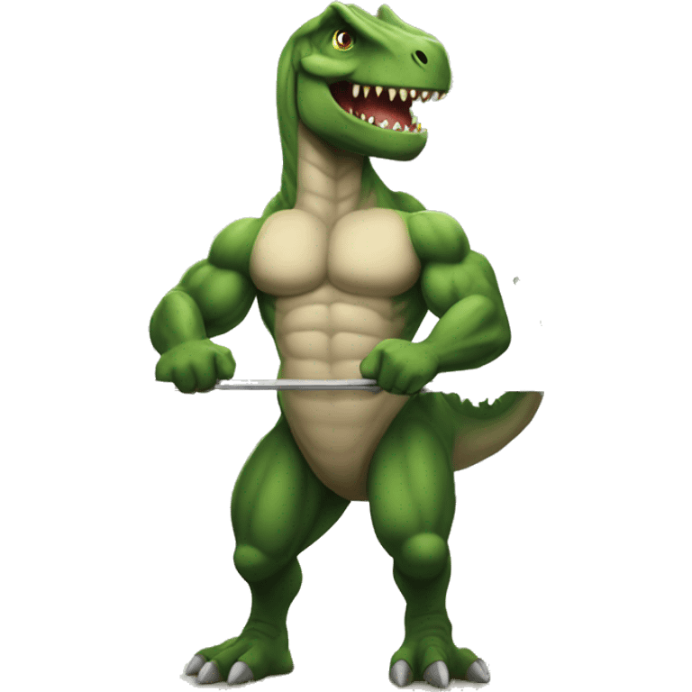 strong dino at gym emoji