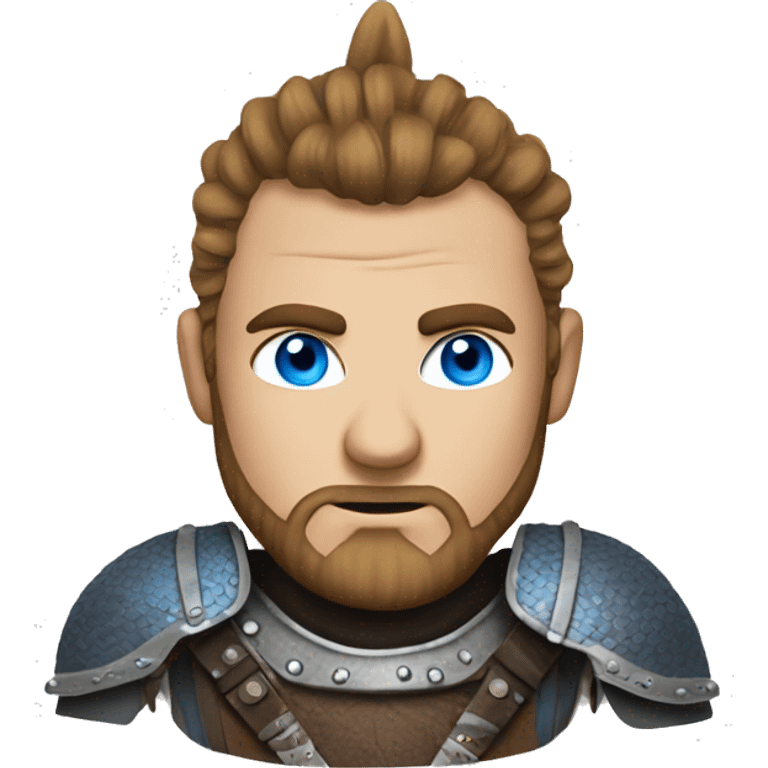 blue eyed man in in Viking armor, mowhawk emoji