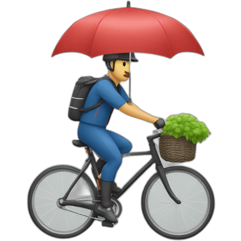 Ciclista con paraguas emoji