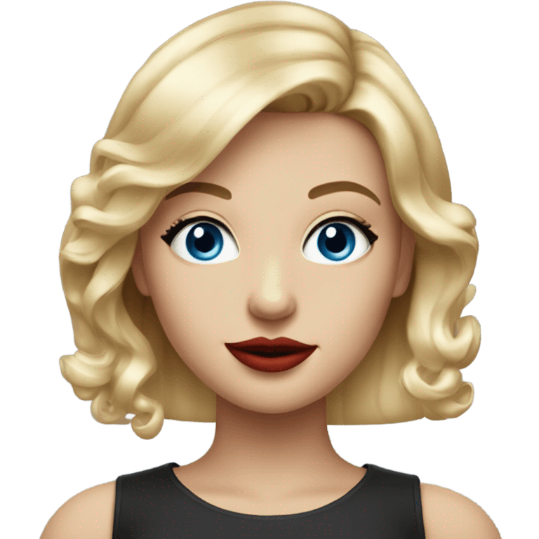 Realistic blonde girl, blue eyes, red lipstick and crop hairstyle emoji