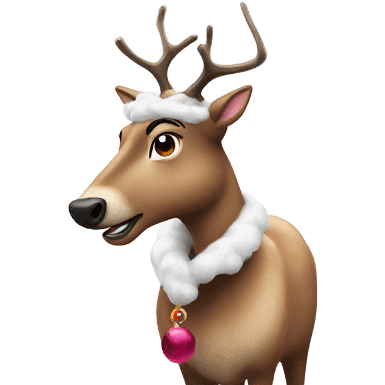 The gayest reindeer in drag sniffing snow emoji