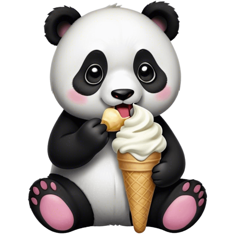 Panda eating ice cream emoji