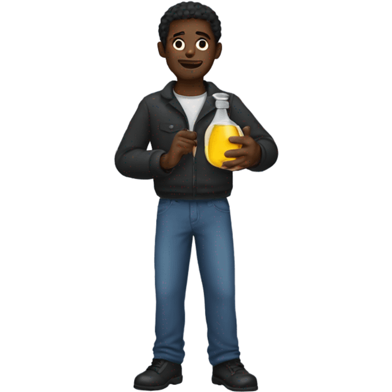 black man holding oil  emoji