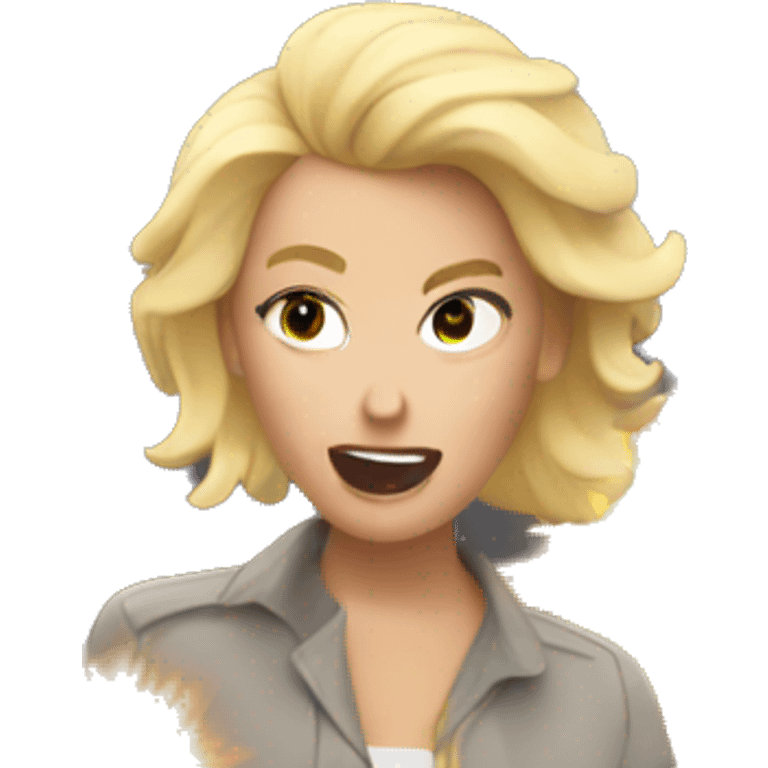 Blonde woman with explosion emoji