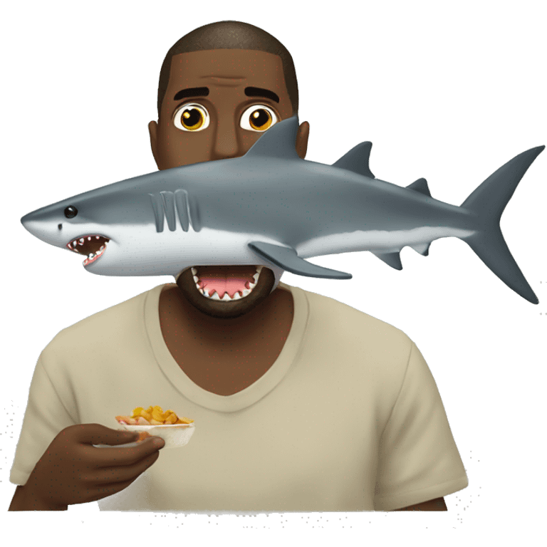 Kanye west eating a shark emoji