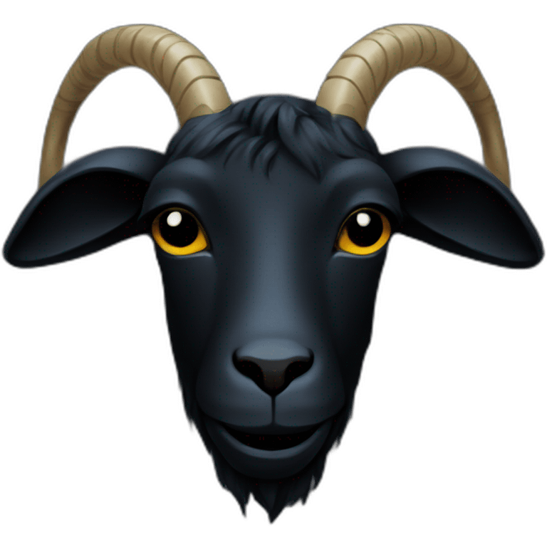 Black background goat face neon emoji